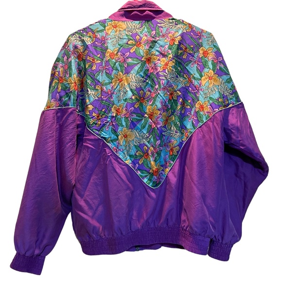 90s Retro Cassia Silk Floral Print Windbreaker Sz S - Picture 4 of 5